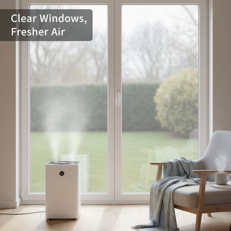 Marivo Haus DRYSENSE dehumidifier for damp and mould control in UK home bedroom