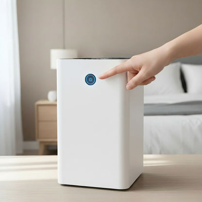 Marivo Haus DRYSENSE dehumidifier for damp and mould control in UK home bedroom