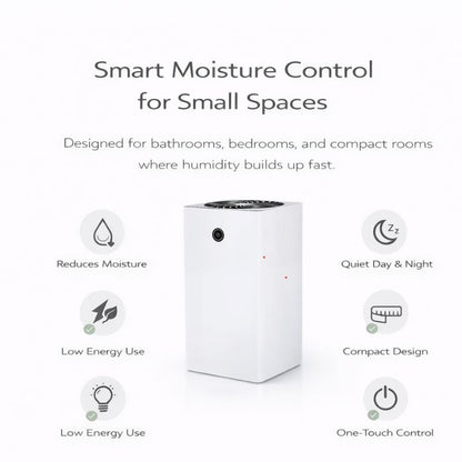 Marivo Haus DRYSENSE dehumidifier for damp and mould control in UK home bedroom